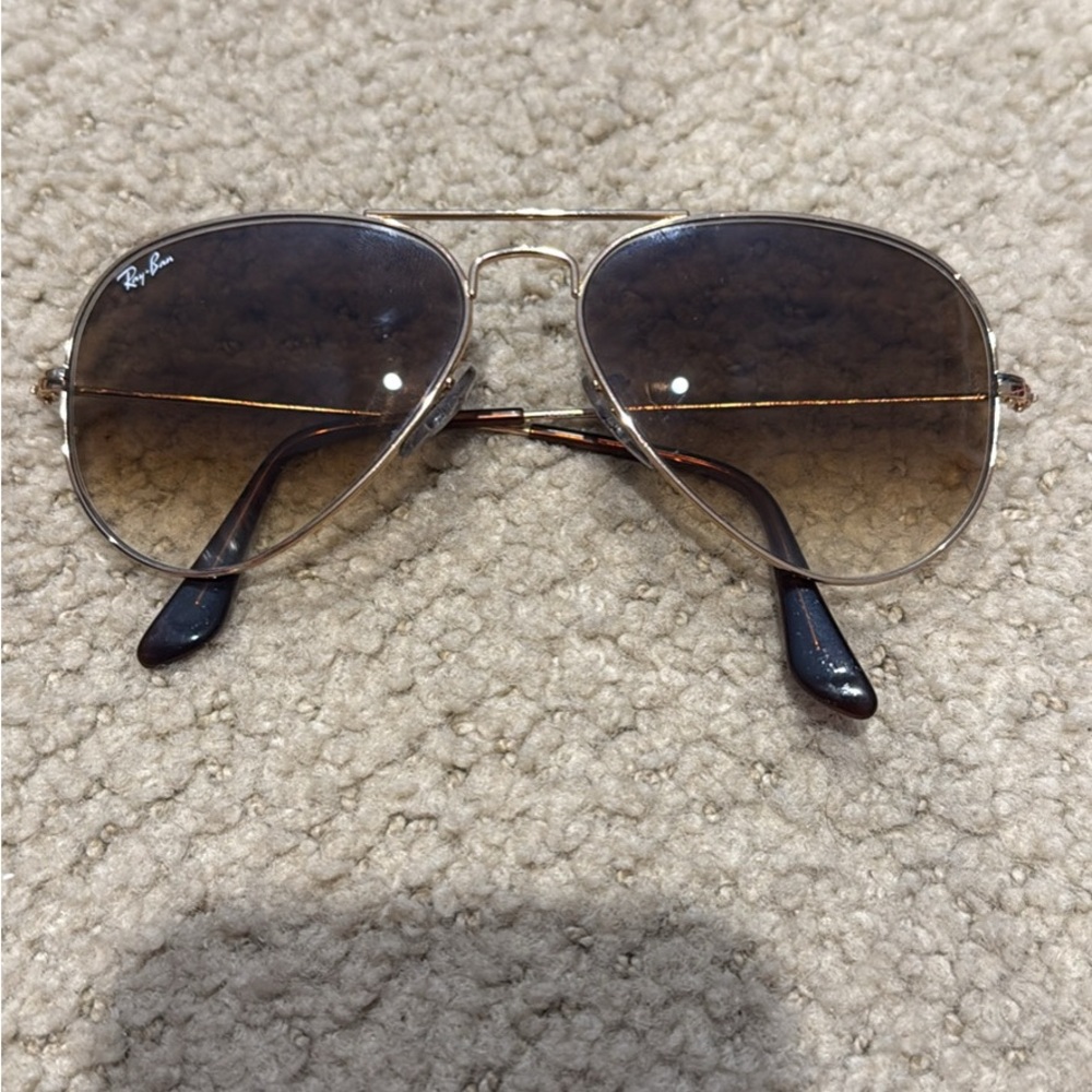 Ray-Ban Gold Aviator Sunglasses with Brown Lenses